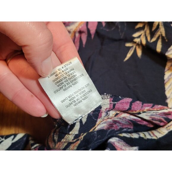 Patrons Of Peace Cardigan Women Large Black Floral Open Front Waterfall Kimono M - Picture 2 of 6